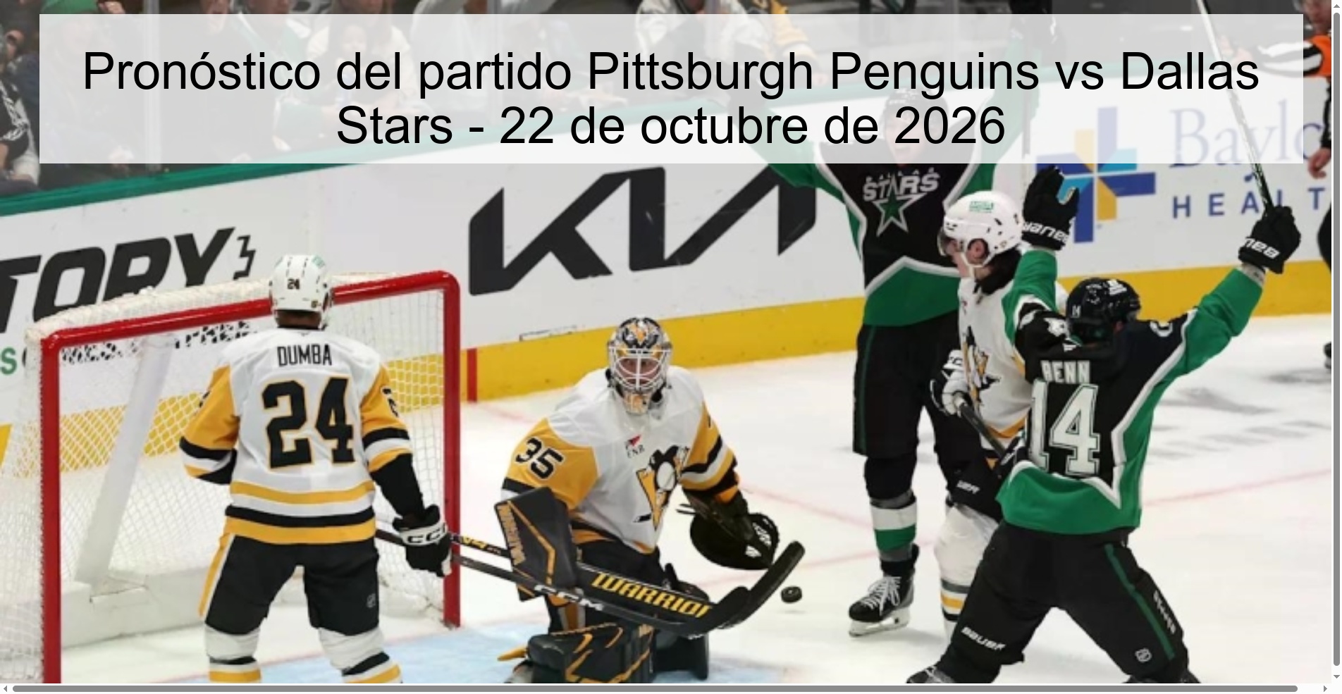 Pittsburgh Penguins vs Dallas Stars Prediction – October 22, 2026