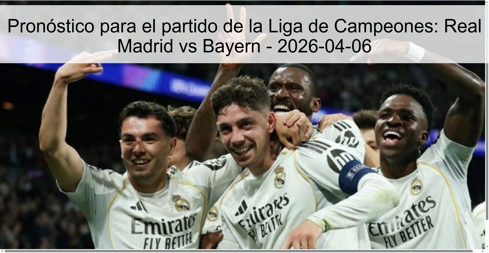 Prediction for the Champions League match: Real Madrid vs Bayern - 2026-04-06