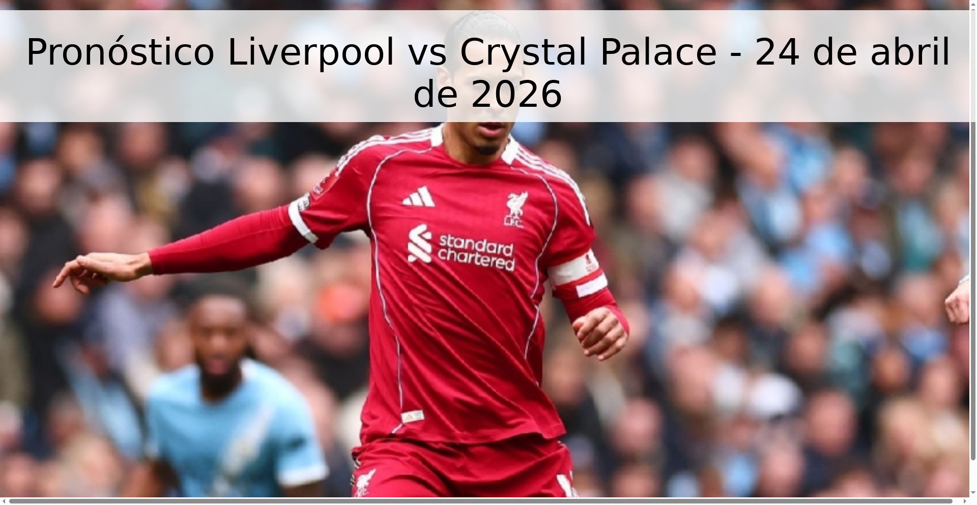 Pronóstico Liverpool vs Crystal Palace - 24 de abril de 2026