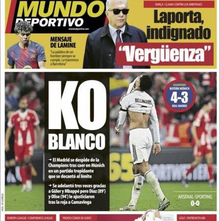 La eliminación del Real Madrid en Champions, protagonista de las portadas deportivas de hoy