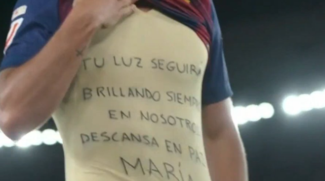 Ferran Torres rinde homenaje a María Caamaño en un emotivo gesto tras un gol anulado Ferran Torres rinde homenaje a María Caamaño en un emotivo gesto tras un gol anulado